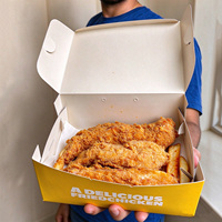 Boîte en papier jetable biodégradable de qualité alimentaire personnalisée pour poulet frit et en-cas, emballage de restauration rapide, option de logo personnalisé
