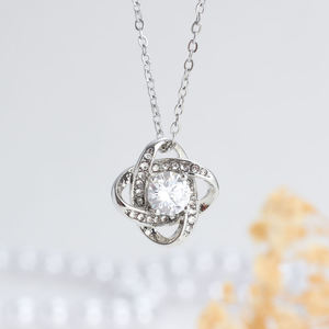 Collier tendance en acier inoxydable avec pendentif cœur nœud d'amour éternel et trèfle pour femme, bijoux en zircon, vente chaude, classement supérieur - Product Image 4