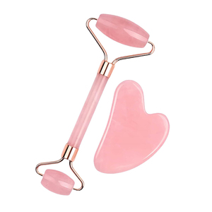 100% naturale rosa rosa quarzo massaggio Guasha doppio lato strumenti di bellezza del <span class=keywords><strong>viso</strong></span> rulli <span class=keywords><strong>pietra</strong></span> di giada faccia a <span class=keywords><strong>rullo</strong></span> e Gua Sha Set - Product Image 5
