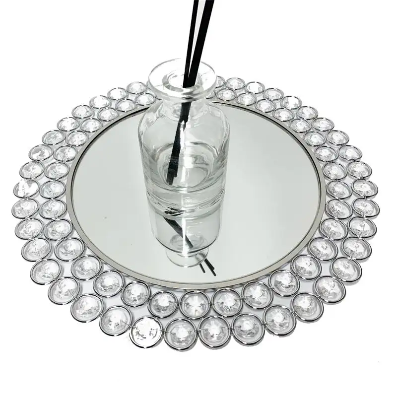 Bandeja de espejo de oro nórdico para decoración del hogar, cristal de espejo redondo, escritorio, cosméticos, joyería, mesa Nórdica