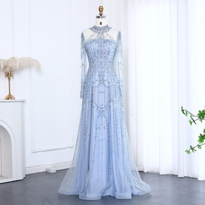Sharon ha detto SS587 abito <span class=keywords><strong>da</strong></span> sera di lusso blu a <span class=keywords><strong>maniche</strong></span> <span class=keywords><strong>lunghe</strong></span> a collo alto Dubai donna festa di nozze arabe <span class=keywords><strong>abiti</strong></span> formali musulmani - Product Image 2