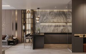 Appartement moderne garde-manger de haute qualité cuisine salon <span class=keywords><strong>banc</strong></span> en bois et marbre accessoires de télévision ensemble de meubles armoires design - Product Image 4