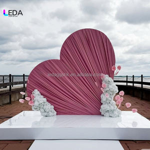 Arco de tela con forma de corazón de metal de doble capa para telón de fondo de boda al aire libre - Product Image 3