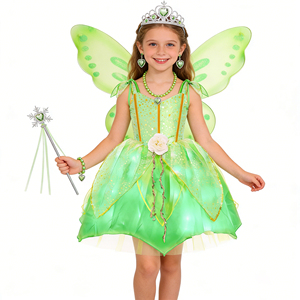 Nuevo Diseño de Disfraces de Princesa para Niñas, Disfraz de Princesa para Fiesta, Vestido Verde con Accesorios - Product Image 4