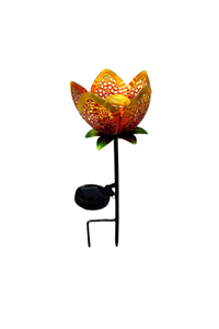 Lampe décorative de jardin extérieure à LED, style européen, en résine ajourée, alimentée par l'énergie solaire, avec motif floral en métal à insérer dans le sol - Product Image 2