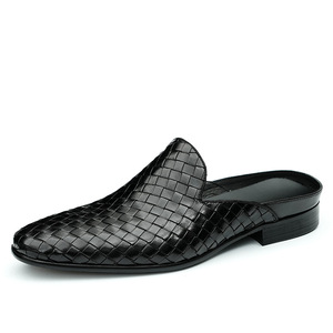 Sandales d'été pour hommes en cuir véritable, tissées à la main, style décontracté et professionnel, sandales de luxe en cuir de créateur, élégantes - Product Image 5