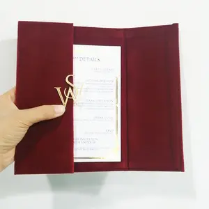 Cartes d'invitation de mariage en acrylique à couverture rigide de luxe en gros enveloppe en papier rustique pour voeux
