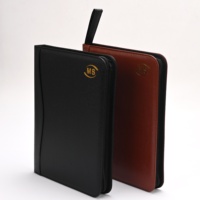 Portafolio de Cuero A4 Promocional para Negocios, con Cierre, Logotipo Personalizado, Organizador Duradero, Bloc de Notas, Calculadora, Corporativo