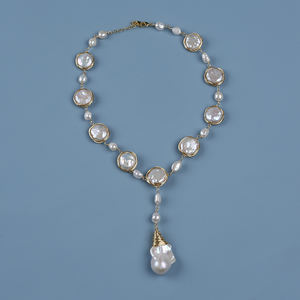 Collar de agua dulce con colgante barroco grande, blanco Natural, elegante, Simple, venta al por mayor - Product Image 2