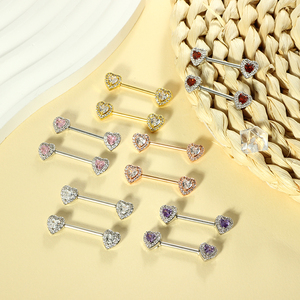 Vente en gros 1 pièce Anneau <span class=keywords><strong>de</strong></span> piercing pour femme en acier inoxydable 14G, Anneaux <span class=keywords><strong>de</strong></span> piercing amusants pour les mamelons, Piercing <span class=keywords><strong>de</strong></span> nombril avec pierre principale en zircon, Accessoires <span class=keywords><strong>de</strong></span> piercing - Product Image 3
