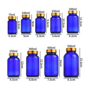 Venta al por Mayor de Botellas de Vidrio Azul Cobalto de 100ml, 120ml, 150ml, 250ml, 300ml y 400ml para Envasado de Píldoras y Medicamentos - Product Image 2