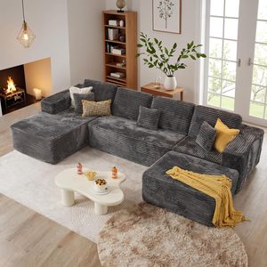 US Stock <strong>U</strong> Shape Boneless Sectional Modular Adjustable Black Sponge Filled Modern Design Apartment Hotel Villa Use Compressed - Product Image 1