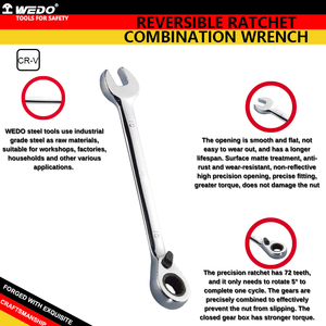 WEDO GS Certificate Chrome Vanadium Steel Reversible <strong>Ratchet</strong> Combination <strong>Wrench</strong> - Product Image 4