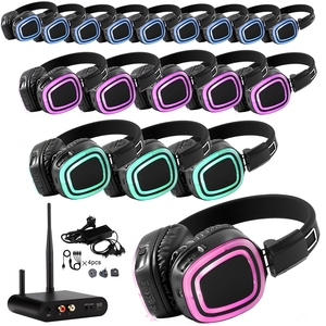Meilleurs écouteurs pour disco silencieux, système audio pour soirée silencieuse, casques sans fil 3 canaux avec 12 heures d'autonomie réelle, RF890 Factory - Product Image 1