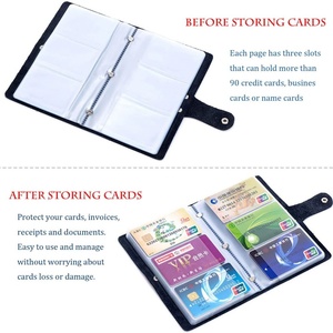 Boshiho 90 Count Name Case <b>ID</b> Card <b>Holder</b> PU Leather Business Card Book Trading Cards Durable Faux Leather Material Zipper - Product Image 4