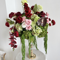 B124 Nouvelle Boule de Fleurs Artificielles Vert Rose Anthurium Amarante pour Centre de Table, Décoration Mariage, Fête, Anniversaire