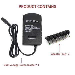 Universal Adjustable Adapter Power Supply Charger 3A 30W AC 220V TO <strong>DC</strong> 3V 4.5V 6V <strong>7</strong>.5V 9V 12V Power Source with <strong>DC</strong> Female <strong>7</strong> Plug - Product Image 2
