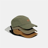Goedkope 5 Panel Hoed, Outdoor Sport Pet Hoed, Kamp Snapback Hoed Ongestructureerd 5 Paneel Hoed Met Lederen Patch