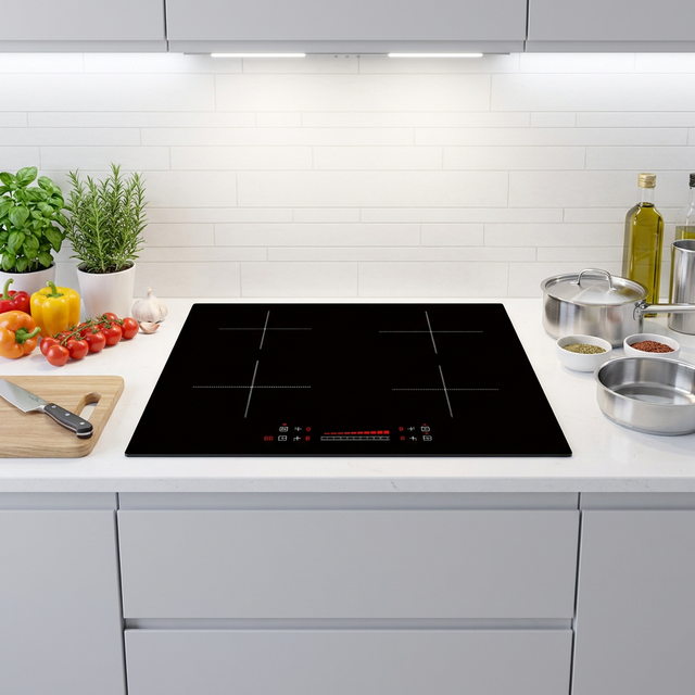 4 Burner Built-in Induction Cooktop with 4 Zone Touch Control Ceramic Surface for Household & Hotel Use
