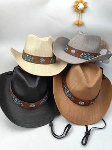 2025 Summer Handmade Sunside Ribbon Cowgirl <b>Hat</b> <b>Straw</b> <b>Hat</b> Jazz Wide Brim Western Bulk <b>Straw</b> Cowboy <b>Hat</b> for Men - Product Image 6