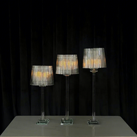 Lot de 3 bougeoirs en acrylique style européen avec abat-jour rayés, coffret cadeau pour événements et mariages