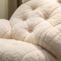 Fauteuil à bascule moderne en laine d'agneau avec oreilles d'ours, repose-pieds ottoman, coussin ultra moelleux, bois naturel silencieux