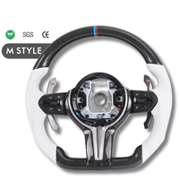 Volant en cuir semi-perforé blanc M Sports pour BMW F10 F20 F22 F30 F31 M3 F80 F82 M5 F90 E70 E71 E90 E92 X5 X5M