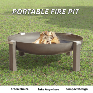 Brasero de hierro portátil de mesa de fuego al aire libre de tres patas de 24 pulgadas de alta calidad para uso en exteriores - Product Image 3