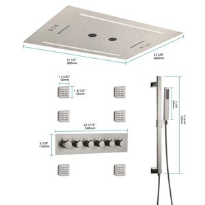नेतृत्व और संगीत प्लेयर के साथ दीवार घुड़सवार थर्मोस्टैटिक शॉवर सेट - Product Image 6