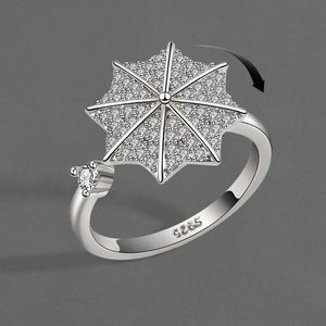 Anillo Giratorio Ajustable con Diamantes CZ en Forma de Paraguas, Anillo Antiestrés para Aliviar la Ansiedad y el Estrés - Product Image 1