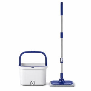 Moderno juego <span class=keywords><strong>de</strong></span> fregona con cubo <span class=keywords><strong>de</strong></span> separación <span class=keywords><strong>de</strong></span> agua limpia y sucia, pulverizador, panel curvo y mango telescópico para limpieza <span class=keywords><strong>de</strong></span> suelos - Product Image 1