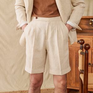 Pantaloncini <span class=keywords><strong>Bermuda</strong></span> da <span class=keywords><strong>Uomo</strong></span> in Lino 100% Traspirante, Leggeri, Lavati, con Chiusura a Cerniera, Stile Casual Italiano - Product Image 3