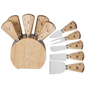 <b>Cheese</b> <b>Knife</b> <b>Set</b> 6 Piece Stainless Steel With Acacia Wood Handle Storage Holder For <b>Cheese</b> Serving - Product Image 5