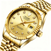 Montre mécanique automatique pour homme, montre mécanique à remontage automatique, 38 mm, cristal, diamant, acier inoxydable, montre de luxe pour hommes