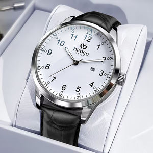 Montre de luxe pour homme MEDEO Miyota, analogique, en cuir, étanche, en acier inoxydable, 45 mm, grand cadran, date luminescente, style business - Product Image 6