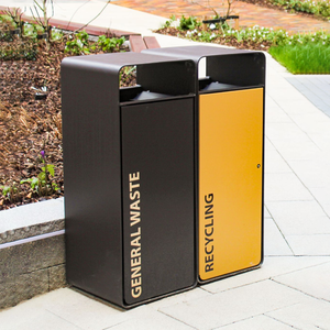 <b>Outdoor</b> Metal Trash <b>Bin</b> Heavy Duty Commercial <b>Rubbish</b> Waste <b>Bin</b> Park Public Garbage Trash Can - Product Image 2