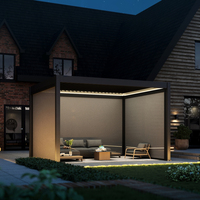 Pergola en aluminium Pare-soleil persienne système de couverture de toit persienne électrique étanche prix d'usine traité sous pression Nature bois Type