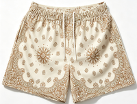 Shorts de plage en maille à imprimé cachemire pour hommes, avec cordon de serrage et taille élastique, décontractés, pour la natation et les vacances