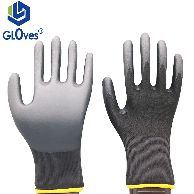 LGSAFETY 15 Gauge Nylon Palm Dipped Nitrile Foam Oil Resistant Safety Work Gloves For Machinery Manufacturing Auto Repair