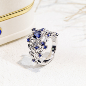 Joyería Messi MSR-1793 Anillo de diamantes azules de oro de 14 quilates para mujer - Product Image 3