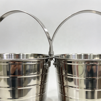 Seau à glace en acier inoxydable à sept lignes avec poignée, portable, pour champagne, vin et bière, idéal pour KTV, bars, fêtes et extérieur - Vente en gros
