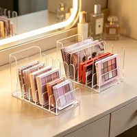 Support de rangement vertical en acrylique transparent pour palettes de maquillage, avec compartiments divisés pour palettes de fards à paupières et compacts plats, organisateur de coiffeuse