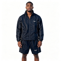Ensemble de survêtement sportif personnalisé pour homme – Coupe-vent, col montant, rayé, deux pièces – Tenue décontractée pour la gym et la course à pied