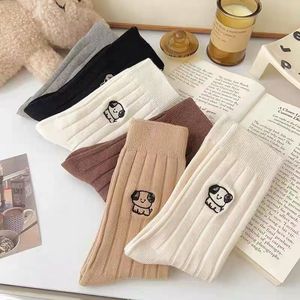 Women's Slouch Socks Mid-Calf Solid Color Animal Pattern Warm Thermo Autumn Winter Gray Beige White Brown - Product Image 2