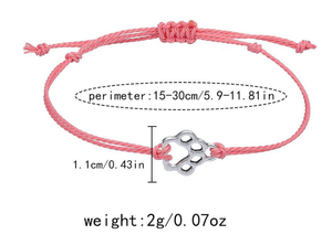 Bracelet en cordon ciré tressé avec empreintes de pattes de chat et de chien, accessoire minimaliste et polyvalent pour femme, best-seller - Product Image 6