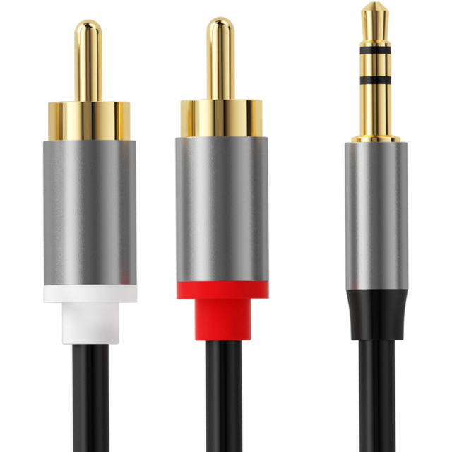 1m 1.5m 2m 3m 5m Gold Pin Copper 3.5mm to 2 Rca Cable Shielded Audio Cable