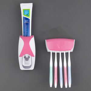 Automatic Toothpaste Dispenser and <b>Wall</b> <b>Mounted</b> <b>Toothbrush</b> Storage Rack Set of Plastic Bathroom <b>Wall</b> Shelves - Product Image 6