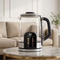 Bouilloire électrique en verre multifonction à double paroi avec écran couleur numérique 1,7 L 1500 W OEM/ODM