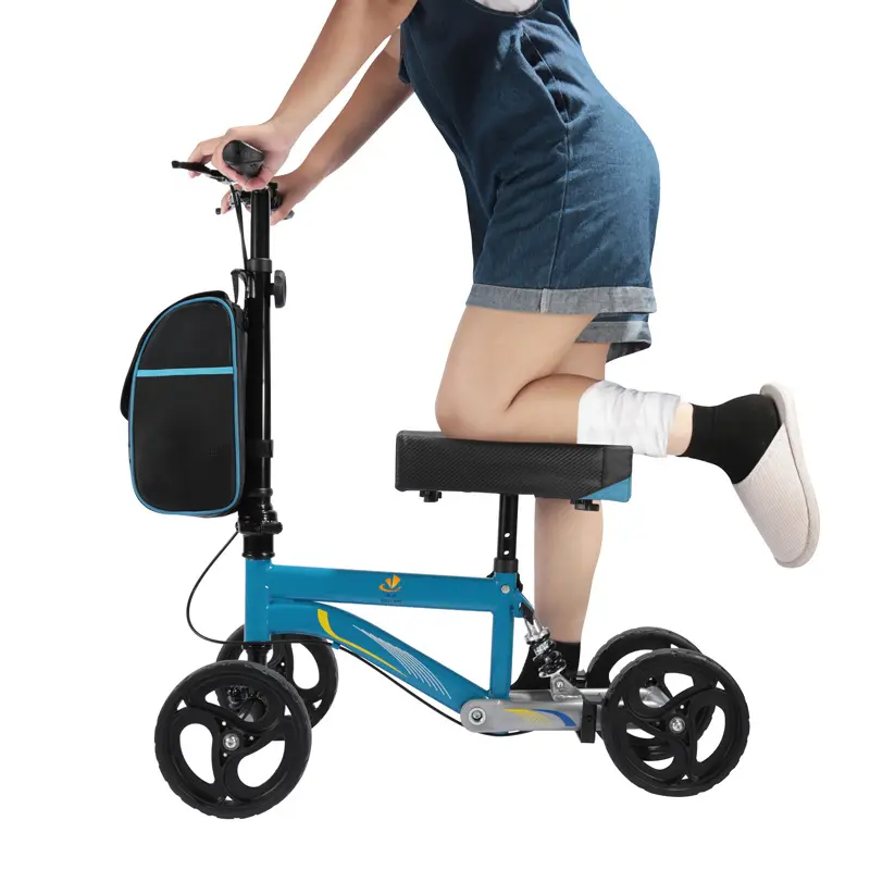 Fabrikant Lichtgewicht Bestuurbare Knie Scooter Met Mand Opvouwbare 4 Benen Knie Rollator Voor Mensen Uitschakelen Mobiliteitshulpmiddelen