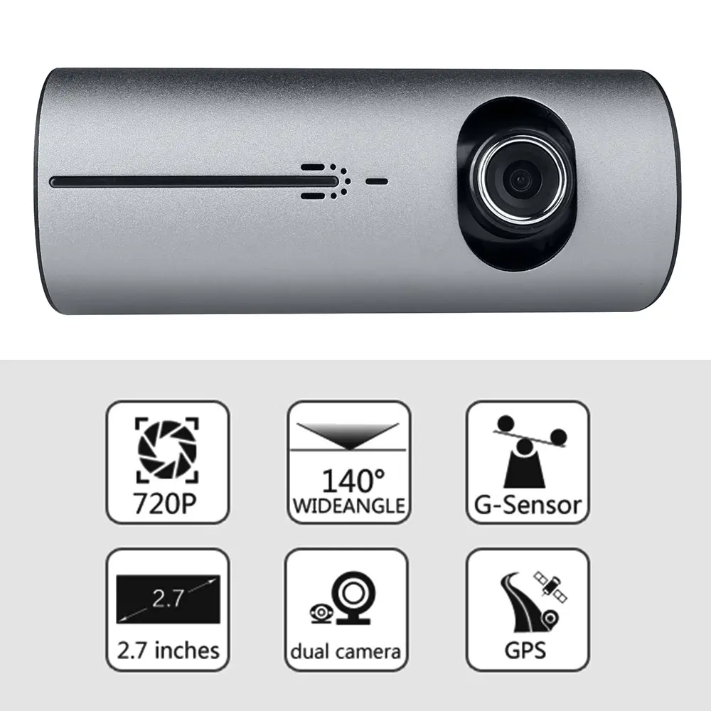 Professional Manufacturer 2.7 Inch Front Lens 30fps And Rear Lens 60fps Built-in Night Vision Dash Camera